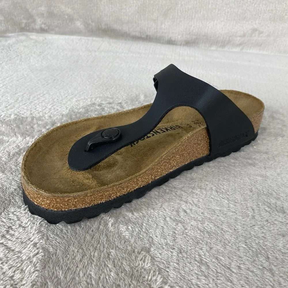 Birkenstock Gizeh Sandals Womens US 6 EU 37 Black Birko-Flor Regular Fit NEW